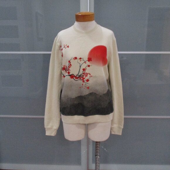 Blind Rooster Wraparound Crewneck Sweatshirt - Seedpearl / Cherry Blossom - Picture 1 of 6